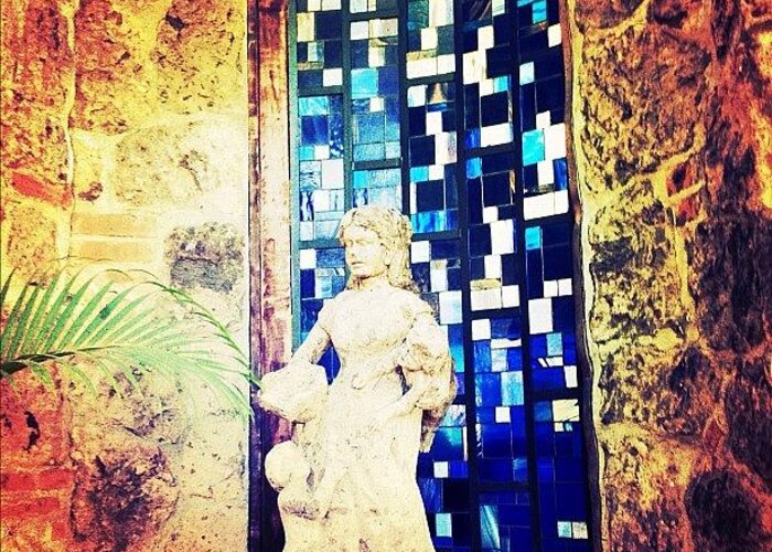 Navema Greeting Card featuring the photograph Stained Glass & Sculpture (puerto by Natasha Marco