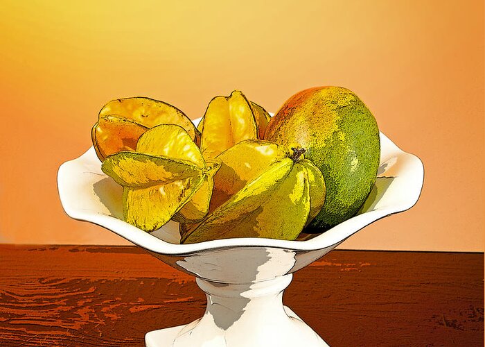 Digital Art Greeting Card featuring the photograph Star Fruit and Mango by Michelle Constantine