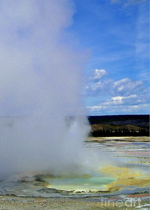 Yellowstone Greeting Card featuring the photograph Steamy by Ellen Heaverlo