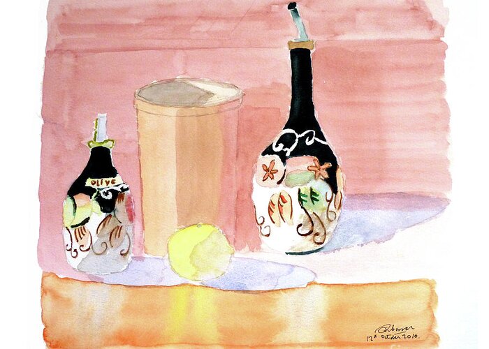 Still Life Greeting Card featuring the painting Still Life by Godwin Cassar