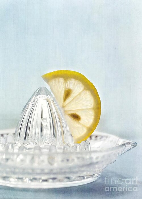 Lemon Greeting Card featuring the photograph Still Life With A Half Slice Of Lemon by Priska Wettstein