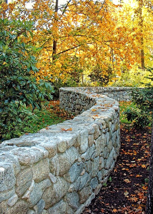 Stone Wall Greeting Card featuring the photograph Stone Fall Wall by Wendy McKennon