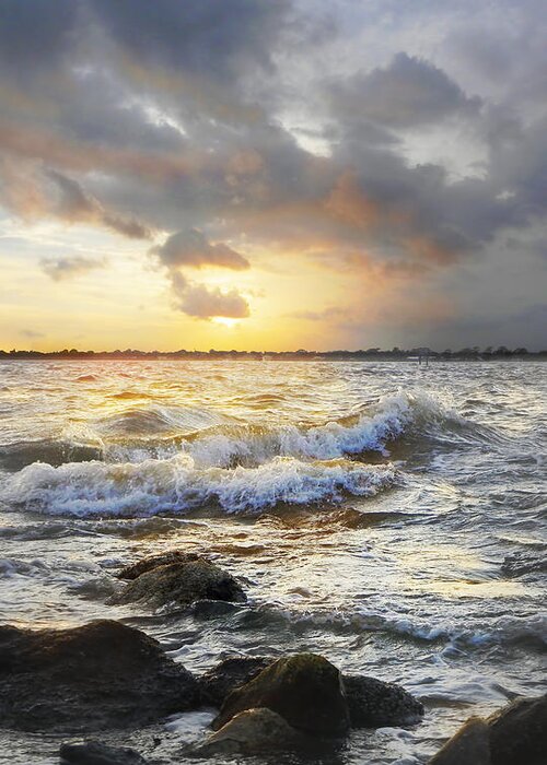 Sunset Greeting Card featuring the photograph Storm Waves by Frances Miller