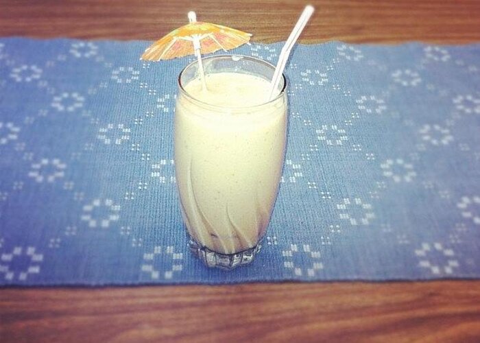 Thefitclub Greeting Card featuring the photograph #strawberry #mango #soymilk #smoothie by Marie Constant