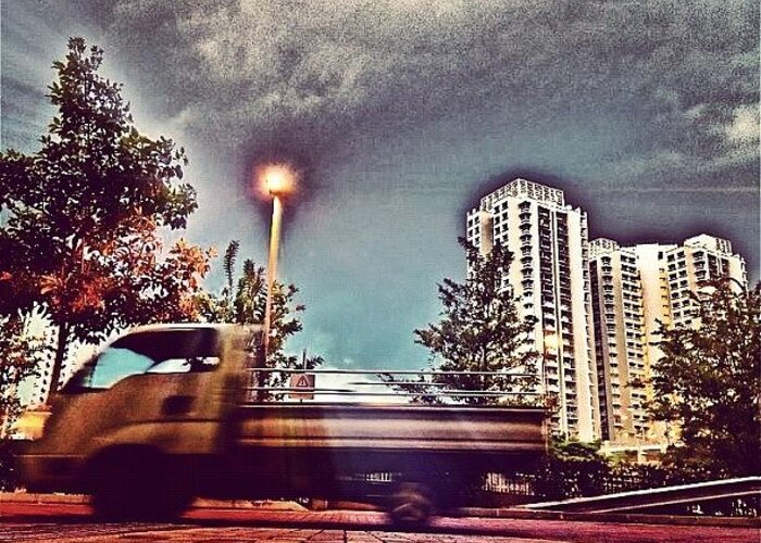 Random Greeting Card featuring the photograph Street Lamp Seems To Belch Out Clouds by Szu Kiong Ting