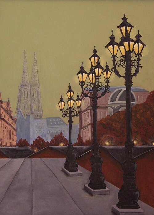 Street Greeting Card featuring the painting Street Lamps by Jennifer Lynch