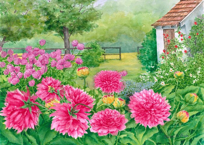 Garden Greeting Card featuring the painting Summer Garden by Barbel Amos