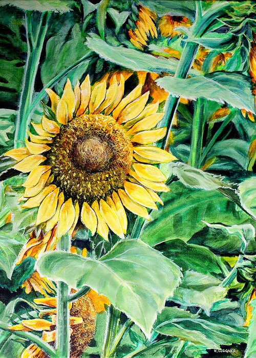 Landscape Greeting Card featuring the painting Sunflower by Karl Wagner