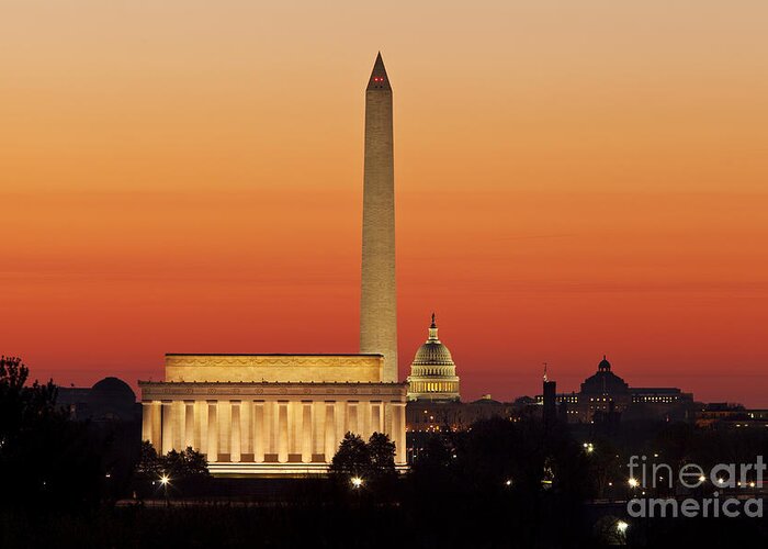 Washington Dc Greeting Card featuring the photograph Sunrise over Washington DC by Brian Jannsen