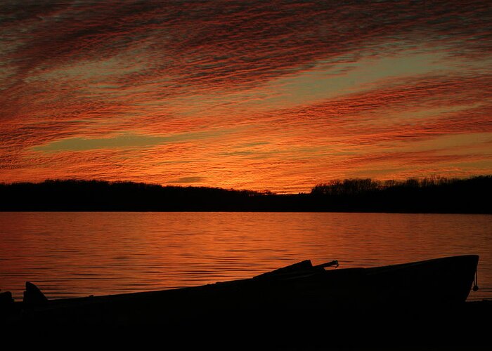 Sunset Greeting Card featuring the photograph Sunset And Kayak by Daniel Reed