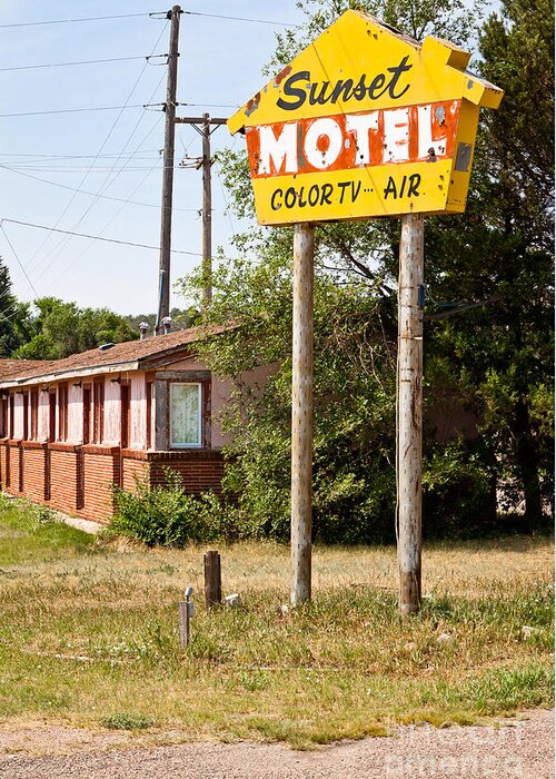 Architectural Greeting Card featuring the photograph Sunset Motel by Lawrence Burry