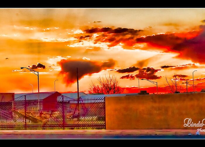 Train Station Greeting Card featuring the photograph Sunset Station by Linda Constant
