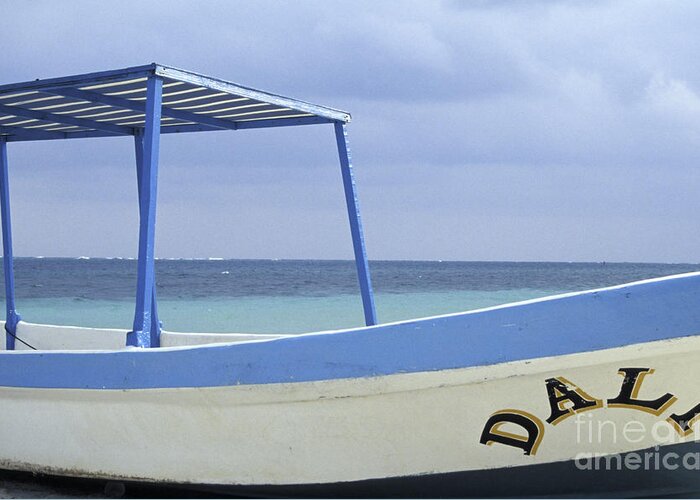 Mexico Greeting Card featuring the photograph SURREALIST FISHING BOAT Riviera Maya Mexico by John Mitchell