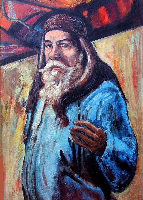 Portrait Greeting Card featuring the painting Sylmar Sage by Scott Cumming