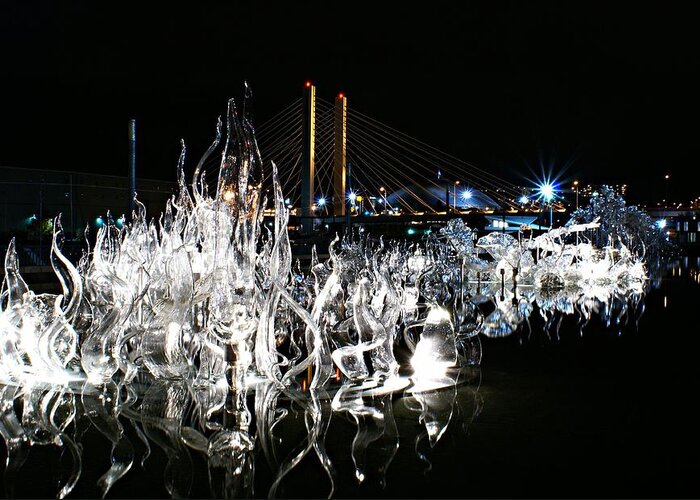 Tacoma Greeting Card featuring the photograph Tacoma Museum of Glass Outdoor Sculpture by Rob Green