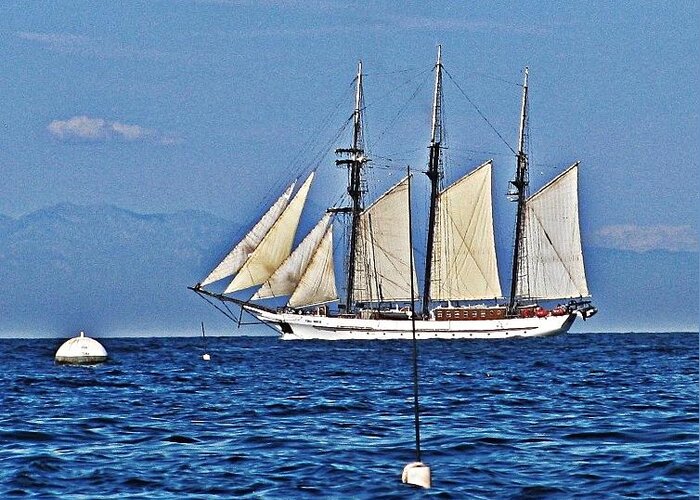 Blue Water Greeting Card featuring the photograph Tall Ship Blues by Lauren Serene