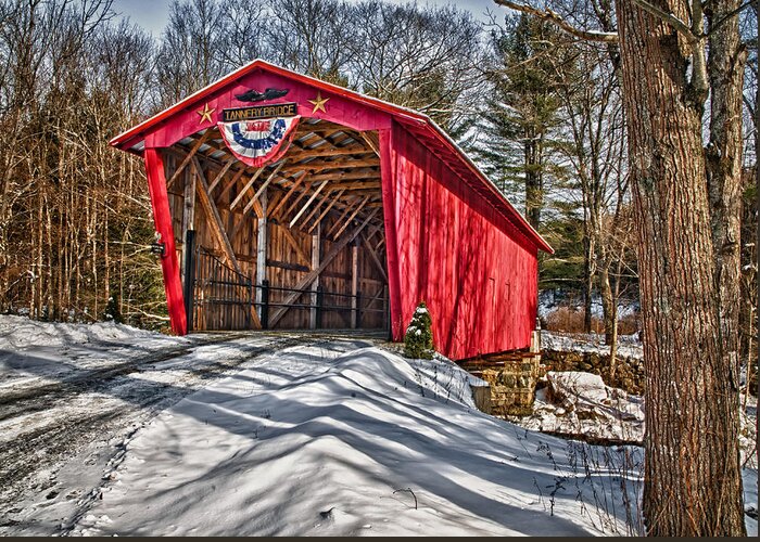 Covered Bridge Greeting Card featuring the photograph Tannery Bridge by Fred LeBlanc