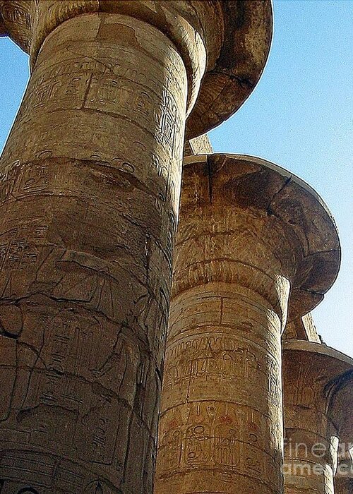 Egyptian Temple Columns Greeting Card featuring the photograph Temple Columns by Louise Peardon