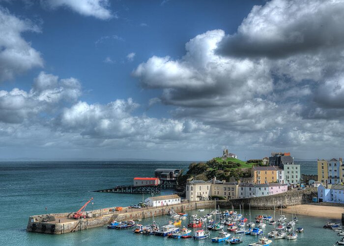 Tenby Harbour Greeting Card featuring the photograph Tenby Harbour Pembrokeshire 3 by Steve Purnell