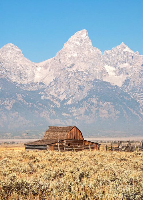 Wyoming Greeting Card featuring the photograph Teton Mormon Barn by Bob and Nancy Kendrick