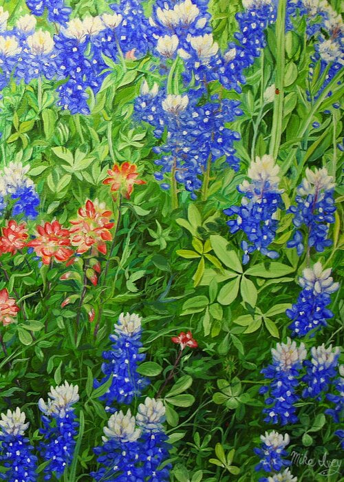 Flower Greeting Card featuring the painting Texas Blues by Mike Ivey