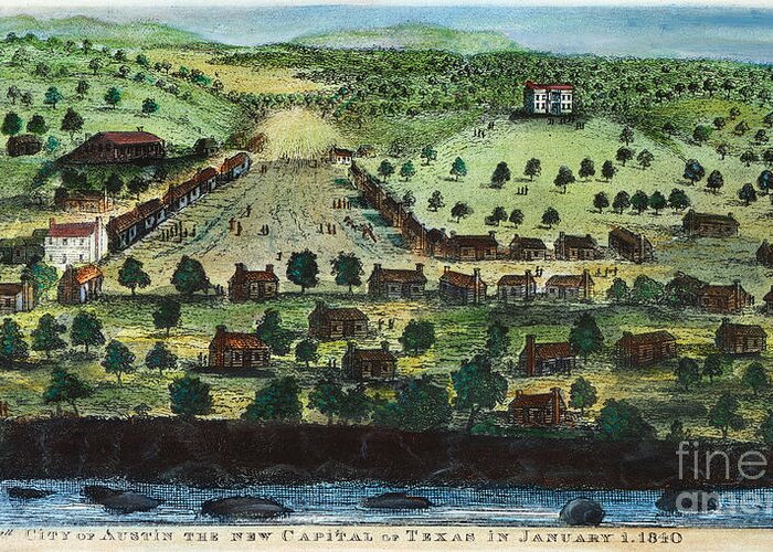 1840 Greeting Card featuring the photograph Texas: City Of Austin 1840 by Granger