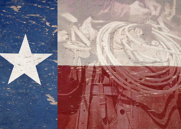 Texas Greeting Card featuring the photograph Texas Cowboy Flag by Paul Huchton