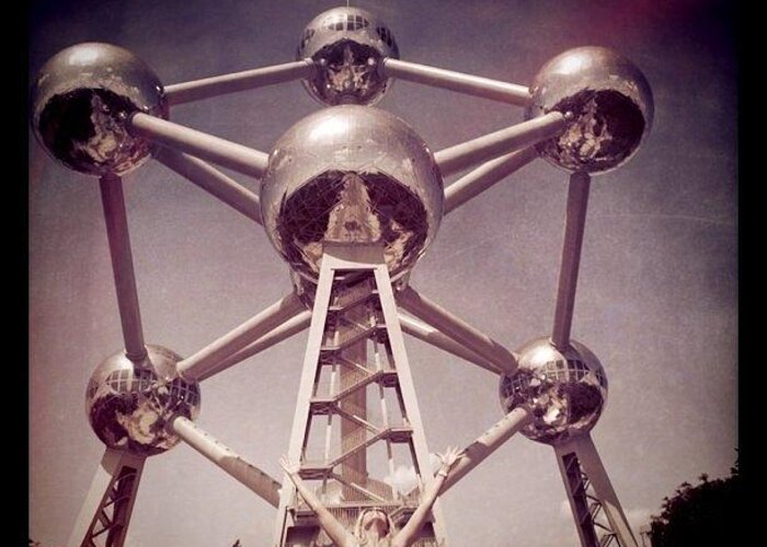 Belgium Greeting Card featuring the photograph The Atomium Built 1958 For The Worlds by Jo Shaw