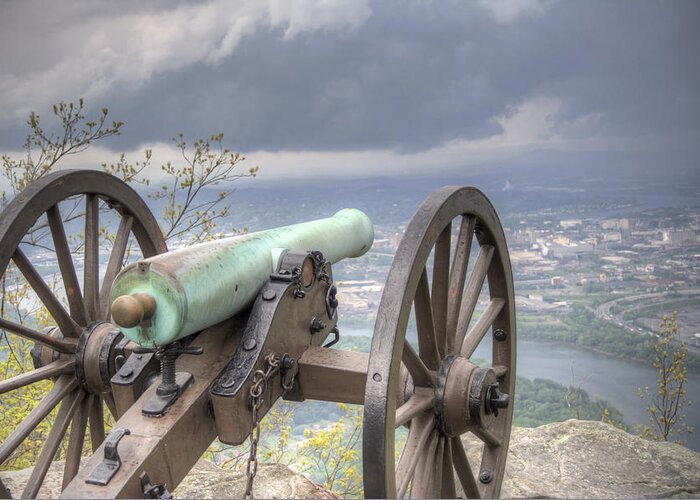 Cannon Greeting Card featuring the photograph The Battle by David Troxel
