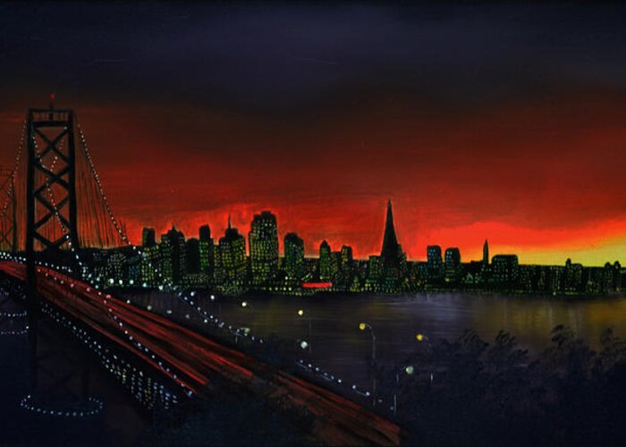 San Francisco Greeting Card featuring the painting The City By The Bay by Jamil Alkhoury