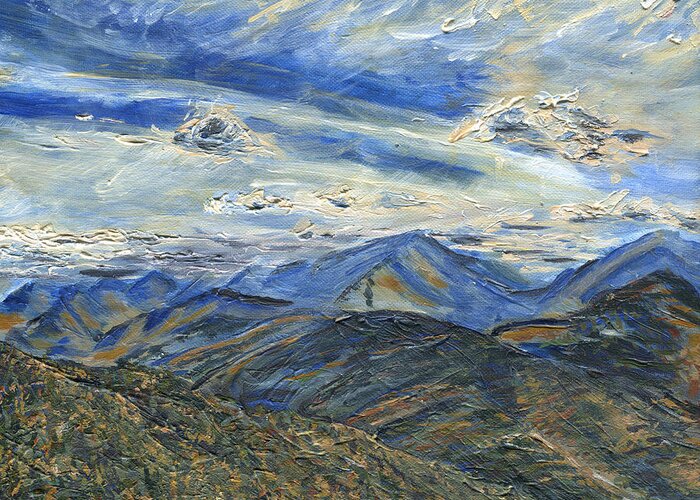 Adirondacks Greeting Card featuring the painting The Dix Range From Giant Peak by Denny Morreale