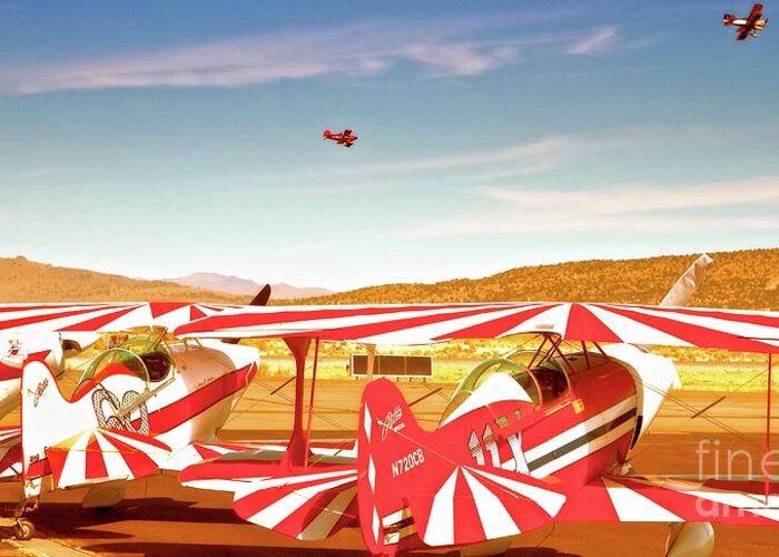 Airplane Greeting Card featuring the photograph The Flying Circus Reno Air Races by Gus McCrea