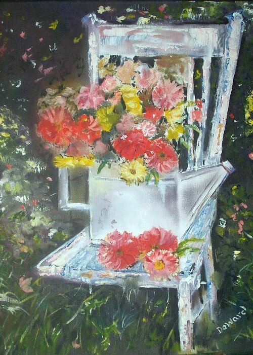 Garden Chair Greeting Card featuring the painting The Garden Chair by Raymond Doward
