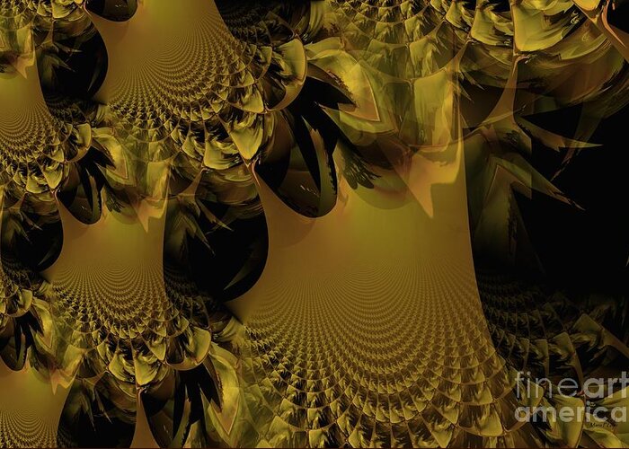 Golden Greeting Card featuring the digital art The Golden Mascarade by Maria Urso