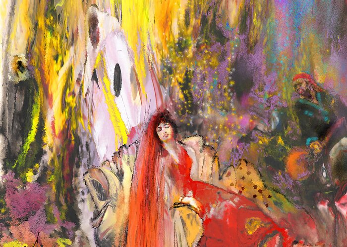 Fantasy Greeting Card featuring the painting The Harem by Miki De Goodaboom