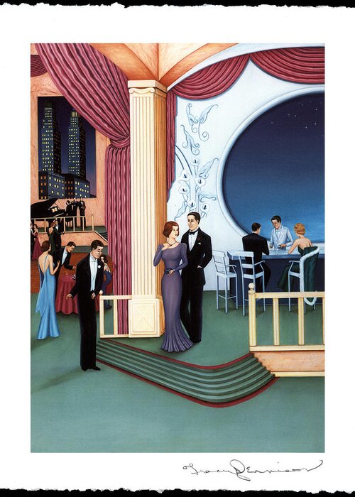New York Night Club Greeting Card featuring the painting The Nine O'Clock Club by Tracy Dennison