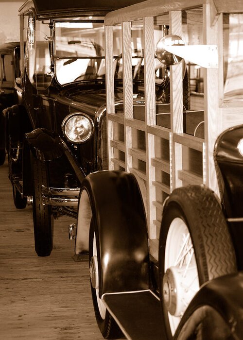 Old Vehicles Shipping Vessel San Francisco Ca Cars Trucks Vintage Floating Museum Greeting Card featuring the photograph The Old Line Up by Holly Blunkall
