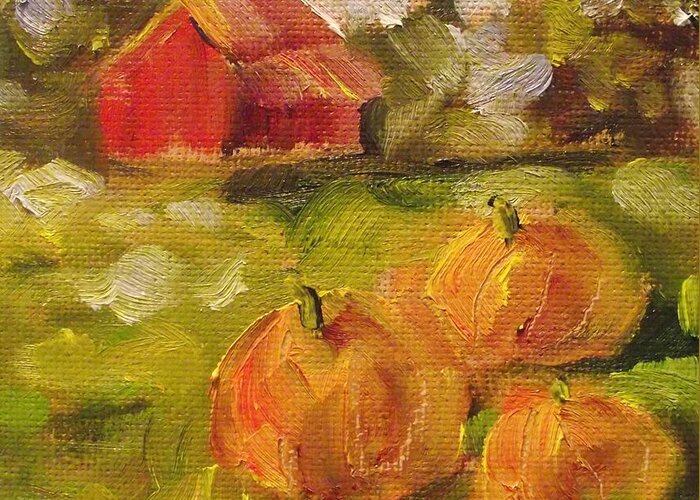 Pumpkins Greeting Card featuring the painting The Patch by Angela Sullivan