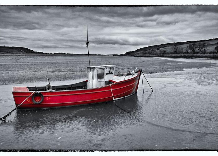 Beach Greeting Card featuring the photograph The Red boat by Celine Pollard