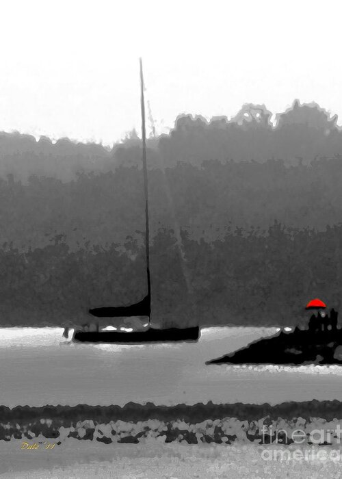 Boats Greeting Card featuring the digital art The Red Umbrella by Dale  Ford