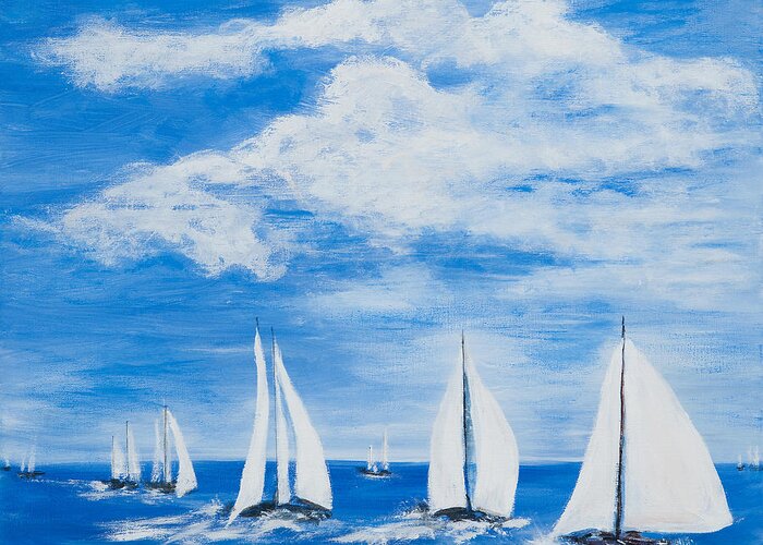 Regatta Time For Canvas Prints Greeting Card featuring the painting The Regatta by Pati Pelz