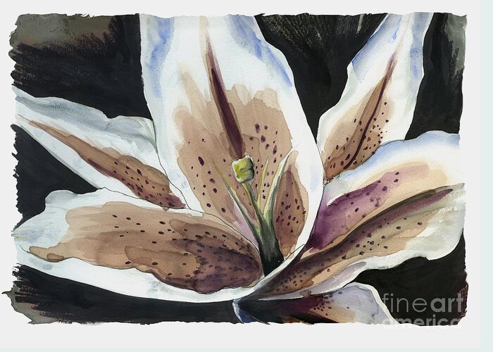 Le Cuvier Pentimento Greeting Card featuring the painting Star Gazer Lily by Steven Nakamura