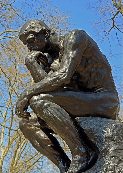 The Thinker By Rodin Greeting Card featuring the photograph The Thinker by Rodin by Lisa Phillips