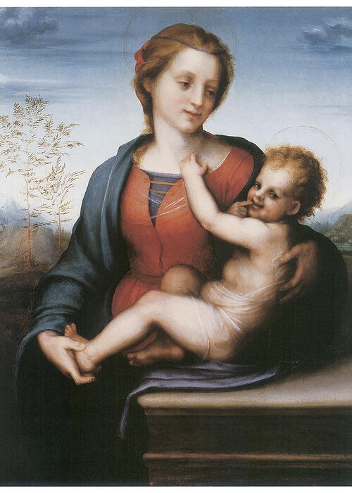 Andrea Del Sarto Greeting Card featuring the painting The Virgin and Child by Andrea Del Sarto