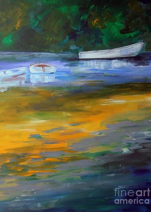 Boats Greeting Card featuring the painting Three in a row by Julie Lueders 