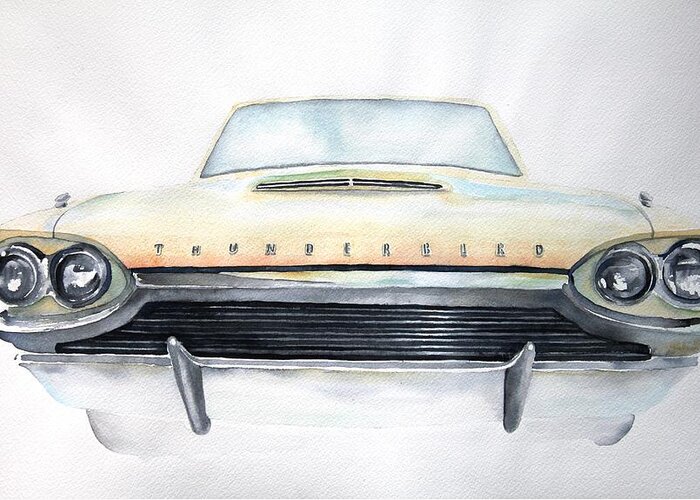 Car Greeting Card featuring the painting Thunderbird by Ruth Kamenev