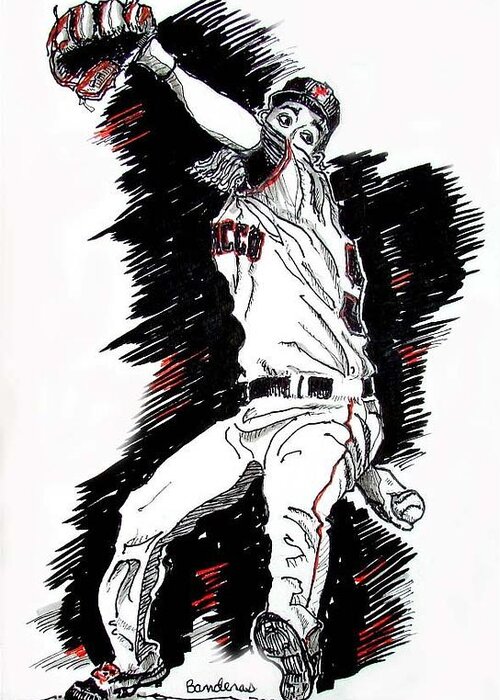 Baseball Greeting Card featuring the painting Tim Lincecum by Terry Banderas