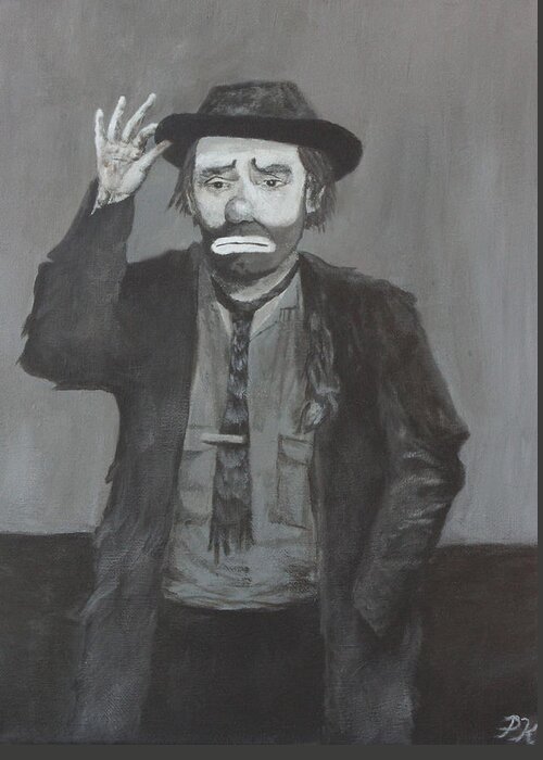 Emmett Kelly Greeting Card featuring the painting Tip of the Cap by Patrick Kelly