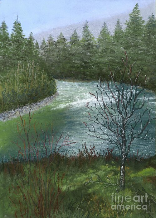 Tofino Greeting Card featuring the pastel Tofino River by Ginny Neece