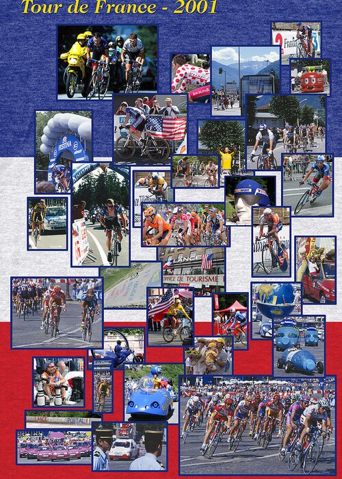 Tour De France Photos Montage Greeting Card featuring the photograph Tour de France by John Farley